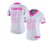 Women's Nike New York Giants #27 Darian Thompson Limited White-Pink Rush Fashion NFL Jersey