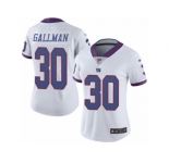 Women's Nike New York Giants #30 Wayne Gallman Limited White Rush NFL Jersey