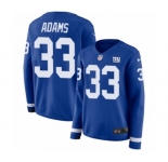 Women's Nike New York Giants #33 Andrew Adams Limited Royal Blue Therma Long Sleeve NFL Jersey
