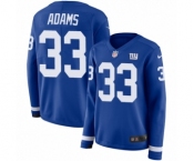 Women's Nike New York Giants #33 Andrew Adams Limited Royal Blue Therma Long Sleeve NFL Jersey