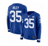 Women's Nike New York Giants #35 Curtis Riley Limited Royal Blue Therma Long Sleeve NFL Jersey