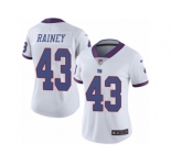 Women's Nike New York Giants #43 Bobby Rainey Limited White Rush NFL Jersey
