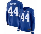 Women's Nike New York Giants #44 Doug Kotar Limited Royal Blue Therma Long Sleeve NFL Jersey