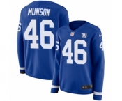 Women's Nike New York Giants #46 Calvin Munson Limited Royal Blue Therma Long Sleeve NFL Jersey
