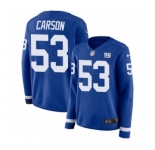 Women's Nike New York Giants #53 Harry Carson Limited Royal Blue Therma Long Sleeve NFL Jersey