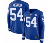 Women's Nike New York Giants #54 Olivier Vernon Limited Royal Blue Therma Long Sleeve NFL Jersey