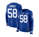 Women's Nike New York Giants #58 Carl Banks Limited Royal Blue Therma Long Sleeve NFL Jersey