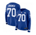 Women's Nike New York Giants #70 Patrick Omameh Limited Royal Blue Therma Long Sleeve NFL Jersey