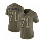 Women's Nike New York Giants #71 Will Hernandez Limited Olive Camo 2017 Salute to Service NFL Jersey