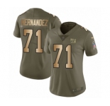 Women's Nike New York Giants #71 Will Hernandez Limited Olive Gold 2017 Salute to Service NFL Jersey