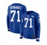 Women's Nike New York Giants #71 Will Hernandez Limited Royal Blue Therma Long Sleeve NFL Jersey