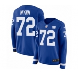 Women's Nike New York Giants #72 Kerry Wynn Limited Royal Blue Therma Long Sleeve NFL Jersey