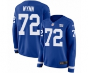 Women's Nike New York Giants #72 Kerry Wynn Limited Royal Blue Therma Long Sleeve NFL Jersey
