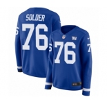 Women's Nike New York Giants #76 Nate Solder Limited Royal Blue Therma Long Sleeve NFL Jersey