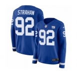 Women's Nike New York Giants #92 Michael Strahan Limited Royal Blue Therma Long Sleeve NFL Jersey
