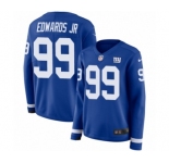 Women's Nike New York Giants #99 Mario Edwards Jr Limited Royal Blue Therma Long Sleeve NFL Jersey