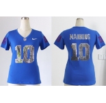 nike women nfl jerseys new york giants #10 manning blue[刺绣亮片]