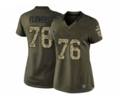 nike women nfl jerseys new york giants #76 flowers army green[nike Limited Salute To Service]