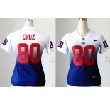 nike women nfl jerseys new york giants #80 victor cruz white-blue[nike drift fashion][second version]