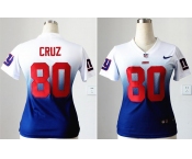 nike women nfl jerseys new york giants #80 victor cruz white-blue[nike drift fashion][second version]