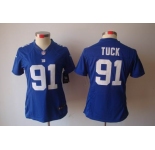 nike women nfl jerseys new york giants #91 tuck blue[nike limited]
