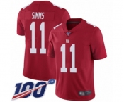 Youth New York Giants #11 Phil Simms Red Limited Red Inverted Legend 100th Season Football Jersey