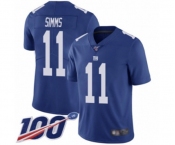 Youth New York Giants #11 Phil Simms Royal Blue Team Color Vapor Untouchable Limited Player 100th Season Football Jersey