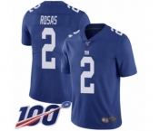 Youth New York Giants #2 Aldrick Rosas Royal Blue Team Color Vapor Untouchable Limited Player 100th Season Football Jersey