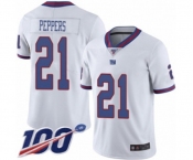 Youth New York Giants #21 Jabrill Peppers Limited White Rush Vapor Untouchable 100th Season Football Jersey