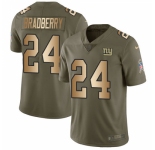 Youth New York Giants #24 James Bradberry Olive Gold Stitched Limited 2017 Salute To Service Jersey