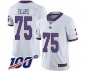 Youth New York Giants #75 Jon Halapio Limited White Rush Vapor Untouchable 100th Season Football Jersey