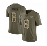 Youth New York Giants #8 Daniel Jones Limited Olive Camo 2017 Salute to Service Football Jersey
