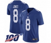 Youth New York Giants #8 Daniel Jones Royal Blue Team Color Vapor Untouchable Limited Player 100th Season Football Jersey