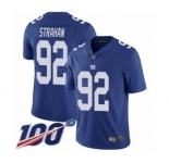 Youth New York Giants #92 Michael Strahan Royal Blue Team Color Vapor Untouchable Limited Player 100th Season Football Jersey