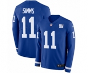 Youth Nike New York Giants #11 Phil Simms Limited Royal Blue Therma Long Sleeve NFL Jersey