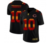 Chicago Bears #10 Mitchell Trubisky Men's Black Nike Red Orange Stripe Vapor Limited NFL Jersey