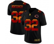 Chicago Bears #32 David Montgomery Men's Black Nike Red Orange Stripe Vapor Limited NFL Jersey