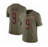 Men Nick #9 Foles Chicago Bears Limited Salute to Service Green Jersey