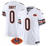 Men's Chicago Bears #0 D'Andre Swift White 2025 F.U.S.E. With VMH Patch Vapor Untouchable Limited Football Stitched Jersey
