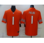 Men's Chicago Bears #1 Justin Fields Nike Orange 2021 NFL Draft First Round Pick Alternate Limited Jersey