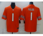 Men's Chicago Bears #1 Justin Fields Nike Orange 2021 NFL Draft First Round Pick Alternate Limited Jersey