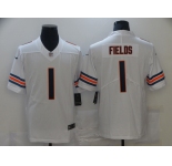 Men's Chicago Bears #1 Justin Fields Nike White 2021 NFL Draft First Round Pick Alternate Limited Jersey