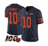 Men's Chicago Bears #10 Mitchell Trubisky Limited Navy Blue Rush Vapor Untouchable 100th Season Football Jersey