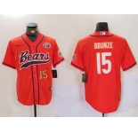 Men's Chicago Bears #15 Rome Odunze Orange Throwback With Patch Cool Base Stitched Baseball Jerseys