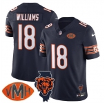 Men's Chicago Bears #18 Caleb Williams Navy F.U.S.E. With Illinois and VMH Patch Limited Football Stitched Jersey
