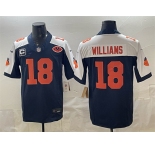 Men's Chicago Bears #18 Caleb Williams Navy White F.U.S.E. With 1-star C Patch And VMH Patch Throwback Limited Football Stitched Jersey