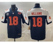 Men's Chicago Bears #18 Caleb Williams Navy White F.U.S.E. With 1-star C Patch And VMH Patch Throwback Limited Football Stitched Jersey