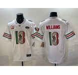 Men's Chicago Bears #18 Caleb Williams White Mexico F.U.S.E. With 2-star C Patch And VMH Patch Throwback Stitched Football Jersey