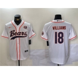 Men's Chicago Bears #18 Caleb Williams White With Patch Cool Base Baseball Stitched Jersey