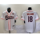 Men's Chicago Bears #18 Caleb Williams White With Patch Cool Base Stitched Baseball Jersey